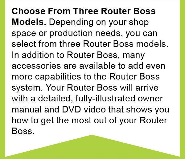 Choose From Three Router Boss Models